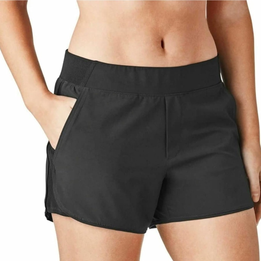 Members Mark Athletic Shorts with Curved Hem Elastic Waistband in plum size S